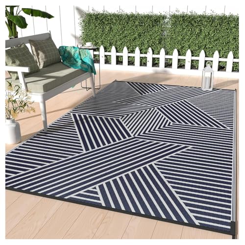 SPXMQSS Camping Teppich Outdoor, rutschfest Waschbar Outdoor Teppich Abriebfest Leicht zu Reinigen Für Balkon Deck Hinterhof Veranda Strand A 140x200cm von SPXMQSS