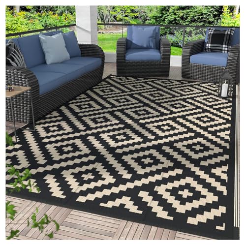 SPXMQSS Camping Teppich Outdoor, rutschfest Waschbar Outdoor Teppich Abriebfest Leicht zu Reinigen Für Balkon Deck Hinterhof Veranda Strand C 200x300cm von SPXMQSS