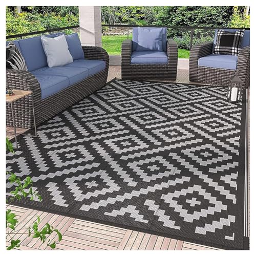 SPXMQSS Camping Teppich Outdoor, rutschfest Waschbar Outdoor Teppich Abriebfest Leicht zu Reinigen Für Balkon Deck Hinterhof Veranda Strand E 180x280cm von SPXMQSS