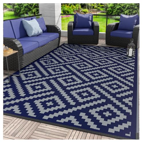 SPXMQSS Camping Teppich Outdoor, rutschfest Waschbar Outdoor Teppich Abriebfest Leicht zu Reinigen Für Balkon Deck Hinterhof Veranda Strand F 140x200cm von SPXMQSS
