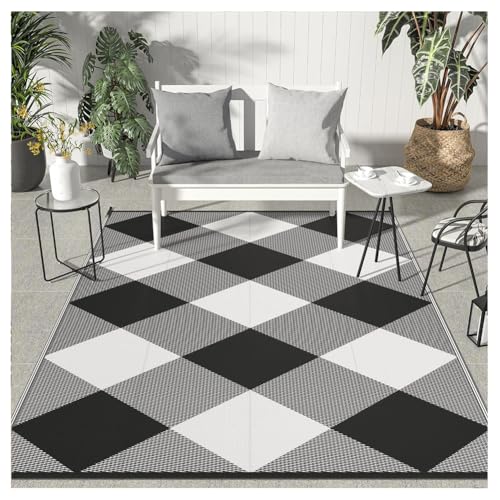 SPXMQSS Camping Teppich Outdoor, rutschfest Waschbar Outdoor Teppich Abriebfest Leicht zu Reinigen Für Balkon Deck Hinterhof Veranda Strand G 200x300cm von SPXMQSS