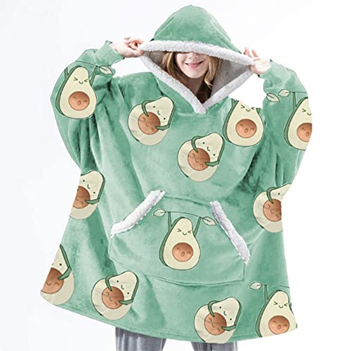 SPXMQSS Deckenpullover, Decke Zum Anziehen Erwachsene Warm Pro Skin Und Leicht Unisex Blanket Hoodie Weicher Sherpa Flanell One Size Fits All Avocado von SPXMQSS