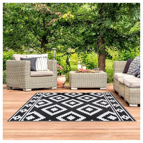 SPXMQSS Outdoor Teppich Balkon, Abriebfest rutschfest Outdoor Teppich Camping Faltbar Leicht zu Reinigen für Patio Balkon Strand Picknick Deck B 100x150cm von SPXMQSS