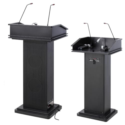 SPXMQSS Rednerpult Podiumsständer, Präsentationspodium mit Lesefläche und Mikrofon Bodenstehendes Podium für Kirchen, Konferenz, Reden, Hochzeiten, Schwarz A 59x47x112cm von SPXMQSS