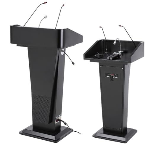 SPXMQSS Rednerpult Podiumsständer, Präsentationspodium mit Lesefläche und Mikrofon Bodenstehendes Podium für Kirchen, Konferenz, Reden, Hochzeiten, Schwarz B 60x48x120cm von SPXMQSS