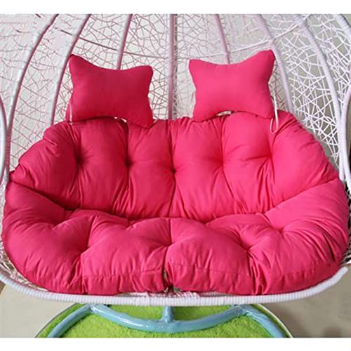 SPXMQSS hängekorb sitzkissen für 2 Sitzer, hängesessel Kissen mit Verstellbarer Kopfstütze, 15 cm Dickes hängesessel Polster für den Innen und Außenbereich Garten Strand (Rose Red) von SPXMQSS