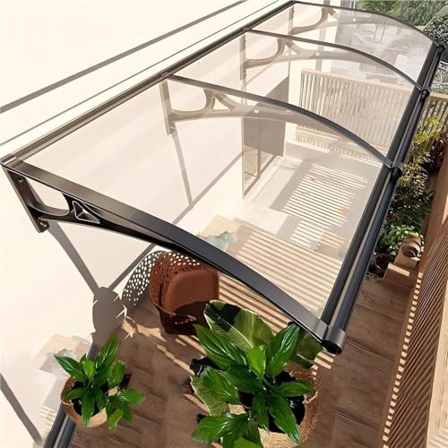 Fenstermarkise Außendach mit Halterung, Polycarbonat-Abdeckung, Veranda-Terrassenüberdachung, UV-Schutz vor Regen, Schnee und Sonnenlicht, Hohlblech, einfach zu montieren(B,60 * 360cm) von SPXTOM