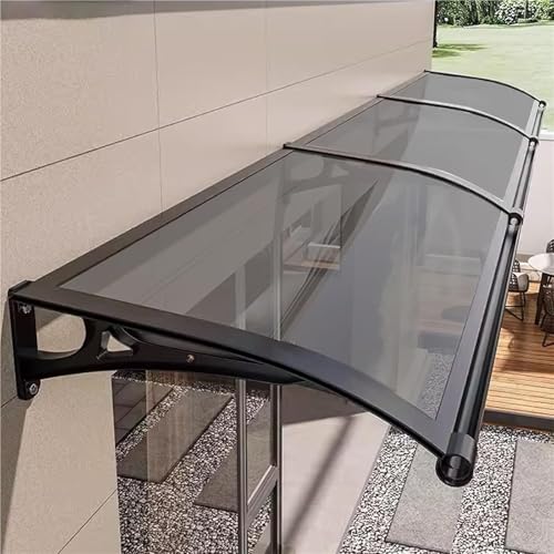 Fenstermarkise Außendach mit Halterung, Polycarbonat-Abdeckung, Veranda-Terrassenüberdachung, UV-Schutz vor Regen, Schnee und Sonnenlicht, Hohlblech, einfach zu montieren(C,80 * 340cm) von SPXTOM