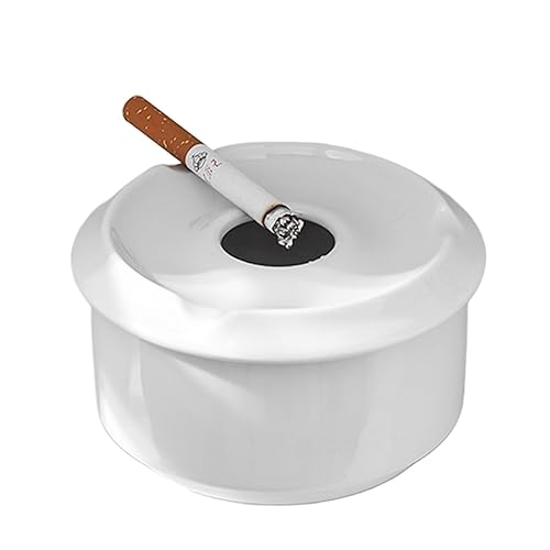 Glänzend weißer Keramik-Aschenbecher mit Deckel, winddichter, moderner Aschenbecher, hitzebeständig, for die Dekoration im Innen- und Außenbereich (Size : 11.5 * 7cm) von SPXTOM