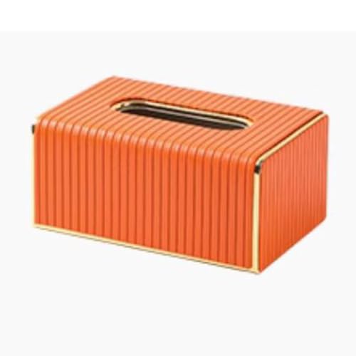 Leder-Taschentuch-Aufbewahrungsbox, dekorative Kleenex-Box-Halterung, langlebig, quadratisch, for Badezimmer, Wohnzimmer-Tischplatte, Schlafzimmer-Kommoden (Color : Orange) von SPXTOM
