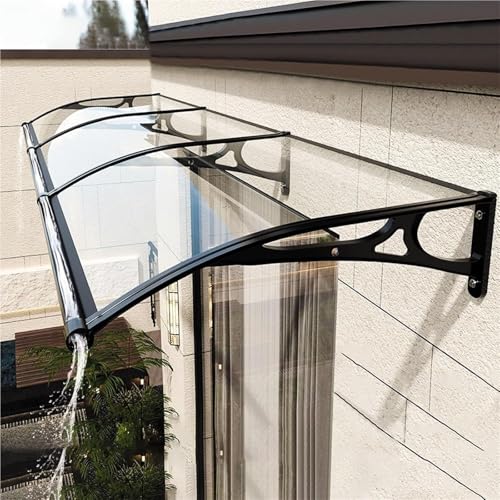 Polycarbonat-Fenstermarkise, Außenüberdachung mit Halterung, Terrassenüberdachung for die Veranda im Freien, Schutz vor UV-Regen, Schnee und Sonnenlicht, Hohlplatte(B,80 * 360cm) von SPXTOM