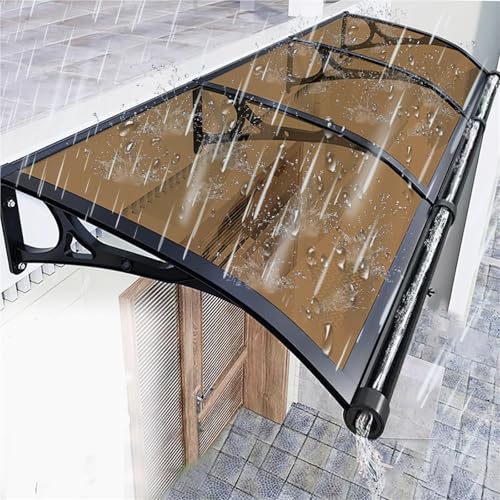 Polycarbonat-Fenstermarkise, Außenüberdachung mit Halterung, Terrassenüberdachung for die Veranda im Freien, Schutz vor UV-Regen, Schnee und Sonnenlicht, Hohlplatte(D,80 * 300cm) von SPXTOM