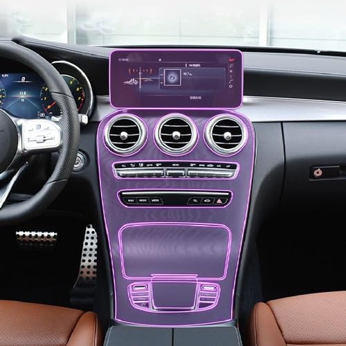 SPYKEY Autoinnenfolie Für Mercedes Benz Klasse-C W205 2020 2021 2022 2023,Mittelkonsole Kratzfest Reparatur TPU transparente Schützen Folie,Style F von SPYKEY