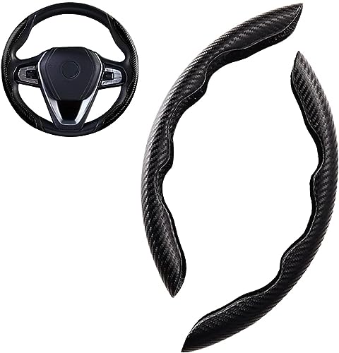 SPYKEY Auto Lenkradbezug Schützen für MG HS,Anti Rutsch Atmungsaktiv Lenkradschale Dekorative Kohlefaser Auto Lenkradschoner,A-Black von SPYKEY