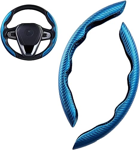 SPYKEY Auto Lenkradbezug Schützen für VW T4 T5 T6 Multivan Transporter,Anti Rutsch Atmungsaktiv Lenkradschale Dekorative Kohlefaser Auto Lenkradschoner,C-Blue von SPYKEY