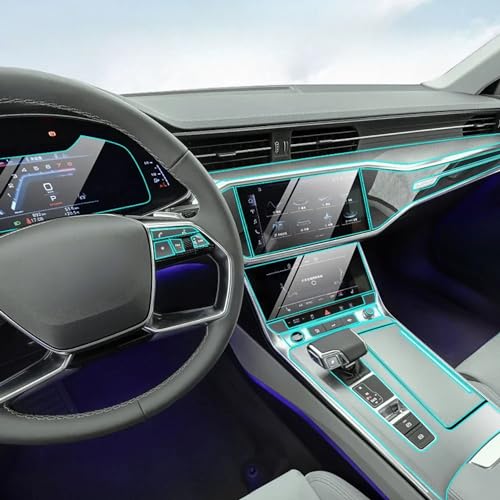 SPYKEY Autoinnenfolie Für Audi a6 c8 2023 2024,Mittelkonsole Kratzfest Reparatur TPU transparente Schützen Folie von SPYKEY