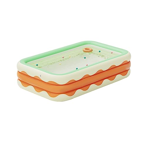 Aufblasbarer Pool, PVC-aufblasbarer Pool, 3-lagig, Faltbar, Verdickt, Familienpool f¨¹r den Innenhof, Orange (1,5 m) von SPYMINNPOO