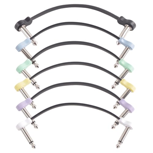 SPYMINNPOO 6pcs Gitarrenpatchkabel, 16 Cm 90 Grad Flexibler Effekt Pedale Kabel Geflochtene Kabel Klare Sound für Gitarristen von SPYMINNPOO