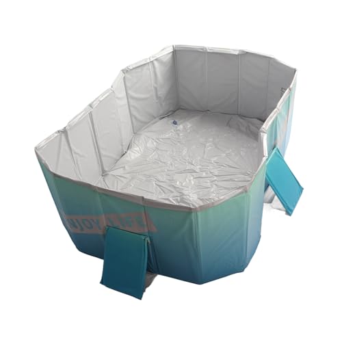 SPYMINNPOO Faltbarer Schwimmbad Falten Sie Kiddie Pool Falten Sie PVC Pool Premium PVC-Material 4-Schicht-Konstruktion Keine Inflation Benötigt 160x120 X 47 cm mit 2 Entwässerungslöchern für die von SPYMINNPOO