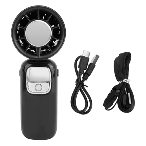SPYMINNPOO Handheld - -Lüfter, Eiskühlungs -LED -Display Faltbarer Hals Hängen 100 Gänge für Reisen nach Hause Strand (BLACK) von SPYMINNPOO