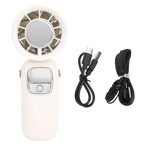 SPYMINNPOO Handheld - -Lüfter, Eiskühlungs -LED -Display Faltbarer Hals Hängen 100 Gänge für Reisen nach Hause Strand (Beige) von SPYMINNPOO