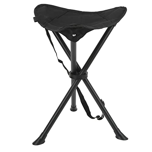 SPYMINNPOO Klappbarer Stativ Hocker, Anti-Rutsch-tragbarer Faltbarer Stuhl für Camping, Angeln, Picknics, 200kg Last Lager, PVC-wasserdichte Beschichtung (Black) von SPYMINNPOO