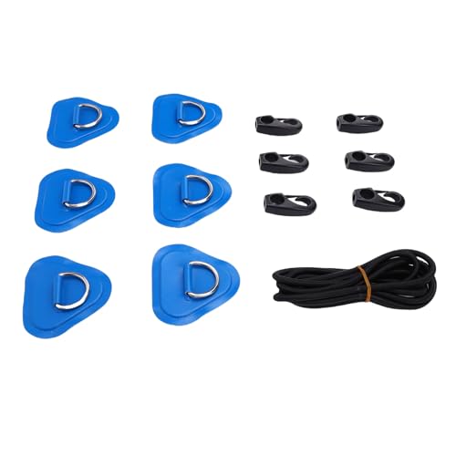 SPYMINNPOO Stabil D Ring Patch Kit Dreieck mit Elastischen Kabelhaken für Aufblasbare Bootsfloß -Beiboot - Praktisches Ausrüstung Sicheres Kit für Surfer und Wasserabenteuer (Blue) von SPYMINNPOO