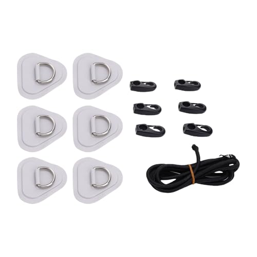 SPYMINNPOO Stabil D Ring Patch Kit Dreieck mit Elastischen Kabelhaken für Aufblasbare Bootsfloß -Beiboot - Praktisches Ausrüstung Sicheres Kit für Surfer und Wasserabenteuer (Grey) von SPYMINNPOO
