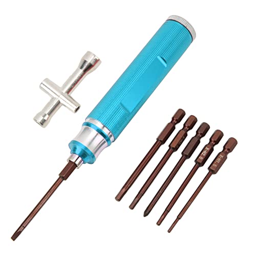 Sechskant-Schraubendreher-Set f¨¹r RC-Autos, Aluminium 6 in 1 Sechskant-Schraubendreher-Werkzeug-Set Kit RC Hubschrauber Flugzeug Robotik Automodell Reparatur(Blau) von SPYMINNPOO