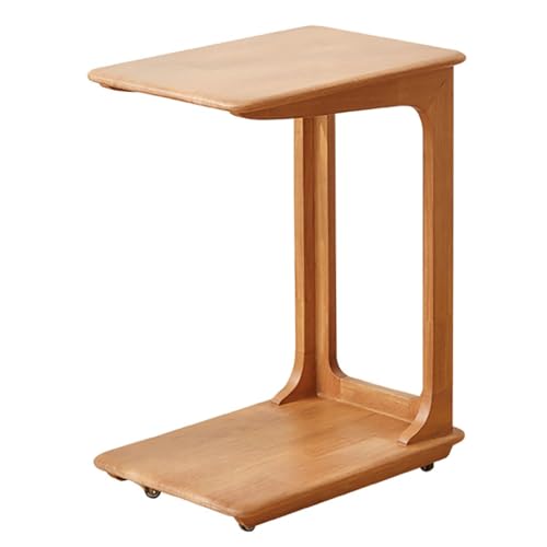 SPYQKHSH C-Beistelltisch aus Massivholz for Couch, Sofa und Bett, Laptop-Schreibtisch, Nachttisch mit Rädern, for Wohnzimmer, Schlafzimmer, Büro, Balkon(A) von SPYQKHSH