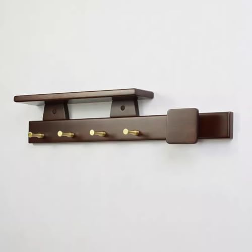 SPYQKHSH Garderobenständer Wandhalterung mit Regal,Holz Wandhaken mit Aufbewahrung,Eingangsbereich Wandregal mit Haken for Badezimmer,Wohnzimmer,Schlafzimmer,Rustikal(A,60cm) von SPYQKHSH