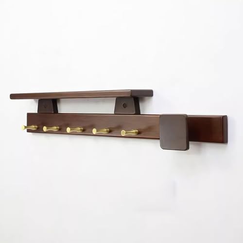 SPYQKHSH Garderobenständer Wandhalterung mit Regal,Holz Wandhaken mit Aufbewahrung,Eingangsbereich Wandregal mit Haken for Badezimmer,Wohnzimmer,Schlafzimmer,Rustikal(A,70cm) von SPYQKHSH
