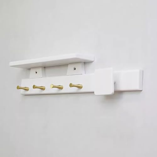SPYQKHSH Garderobenständer Wandhalterung mit Regal,Holz Wandhaken mit Aufbewahrung,Eingangsbereich Wandregal mit Haken for Badezimmer,Wohnzimmer,Schlafzimmer,Rustikal(C,60cm) von SPYQKHSH
