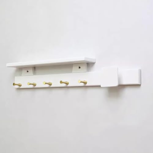 SPYQKHSH Garderobenständer Wandhalterung mit Regal,Holz Wandhaken mit Aufbewahrung,Eingangsbereich Wandregal mit Haken for Badezimmer,Wohnzimmer,Schlafzimmer,Rustikal(C,70cm) von SPYQKHSH