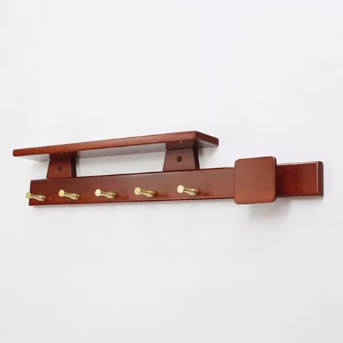 SPYQKHSH Garderobenständer Wandhalterung mit Regal,Holz Wandhaken mit Aufbewahrung,Eingangsbereich Wandregal mit Haken for Badezimmer,Wohnzimmer,Schlafzimmer,Rustikal(D,70cm) von SPYQKHSH