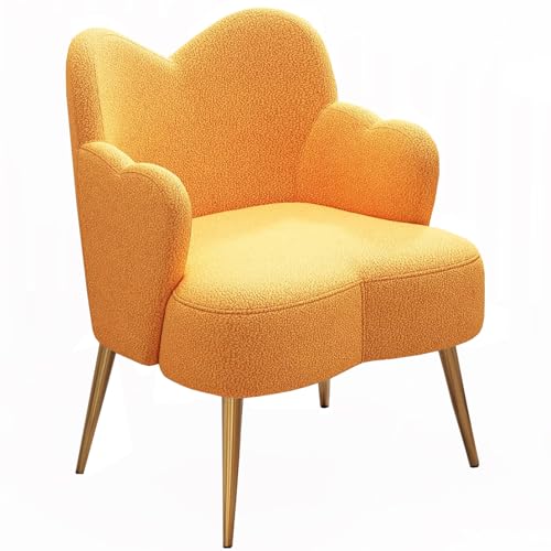SPYQKHSH Moderner cremefarbener Wind Vanity Chair, gepolsterter Akzentstuhl, bequemer Muschelstuhl, Sessel, niedlicher Lammhaar-Einzelsofastuhl (Color : B) von SPYQKHSH