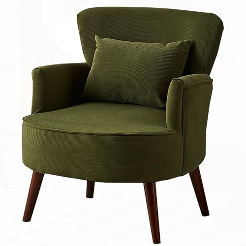 SPYQKHSH Moderner gepolsterter Mid-Century-Retro-Loungesessel, bequemer dekorativer Stuhl for das Wohnzimmer, Freizeitstuhl aus Cord mit Massivholzrahmen (Color : A) von SPYQKHSH