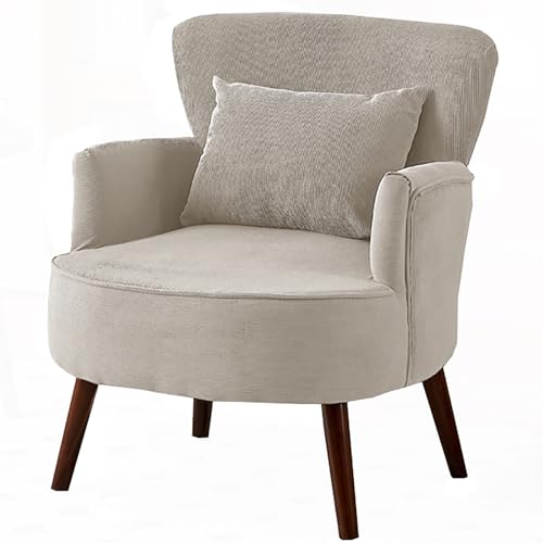 SPYQKHSH Moderner gepolsterter Mid-Century-Retro-Loungesessel, bequemer dekorativer Stuhl for das Wohnzimmer, Freizeitstuhl aus Cord mit Massivholzrahmen (Color : B) von SPYQKHSH