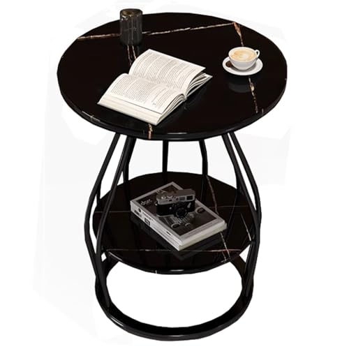 SPYQKHSH Moderner runder Beistelltisch, 2-stufiger Couchtisch mit weißem Kunstmarmor und goldenen Metallbeinen, Akzenttisch for drinnen und draußen for Wohnzimmer und Schlafzimmer(F,40x61cm) von SPYQKHSH