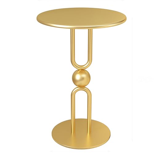 SPYQKHSH Nordic Iron Art Kleiner Runder Tisch,Mode Gold Couchtisch,Für Wohnzimmer Schlafzimmer Büro Flur Kleiner Raum Nachttisch(A) von SPYQKHSH