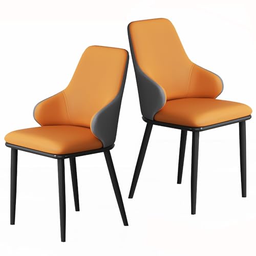 SPYQKHSH Nordische Luxus-Esszimmerstühle im 2er-Set, gepolsterter Mid-Century-Modern-Stuhl aus Leder, Küchenstuhl mit Metallbeinen for Zimmer, Wohnzimmer (Color : A) von SPYQKHSH