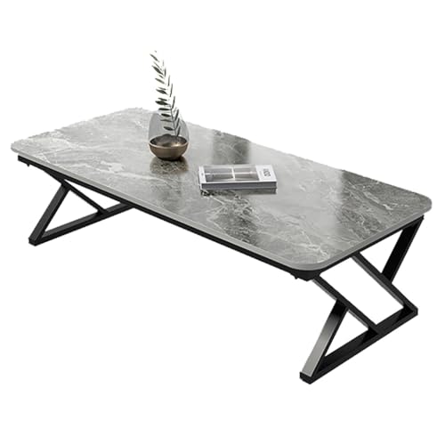 SPYQKHSH Rechteckiger Couchtisch for das Wohnzimmer, moderner industrieller Beistelltisch aus Schiefer mit goldfarbenem Metallrahmen, for die Lounge im Schlafzimmer, Home Office(D,120x60x45cm) von SPYQKHSH