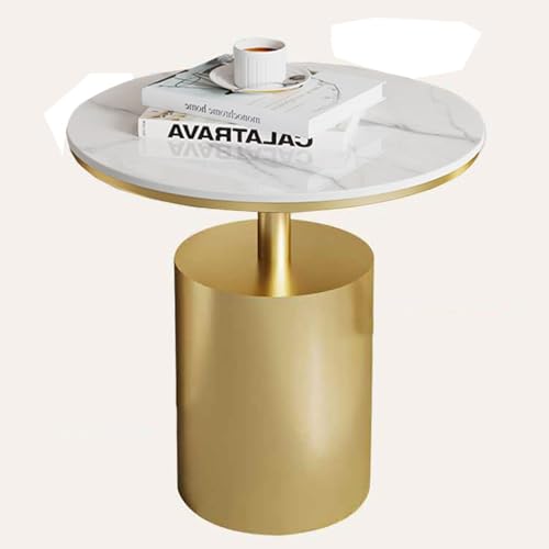 SPYQKHSH Runder Beistelltisch, Moderne kleine Nachttische, Goldene Sofa-Stuhltische, Akzenttisch aus Kunstmarmor, for kleine Räume, Wohnzimmer, Schlafzimmer(B,50x60cm) von SPYQKHSH