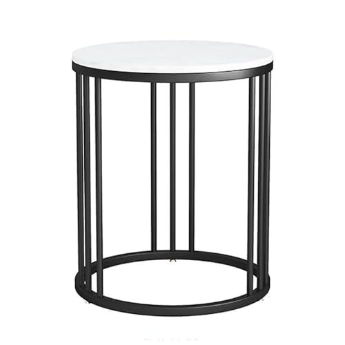 SPYQKHSH Runder Couchtisch, Kleiner Beistelltisch mit 2 Ebenen, mit goldenem Metallrahmen und Platte aus Kunstmarmor, for Balkon, Terrasse, Wohnzimmer, Schlafzimmer(B,60x60cm) von SPYQKHSH