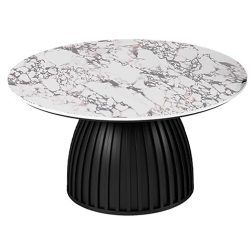 SPYQKHSH Runder Couchtisch, moderner minimalistischer Mitteltisch for das Wohnzimmer, Akzent-Beistelltisch, Schreibtisch mit Marmorstruktur + Metallrahmen(D,80x40cm) von SPYQKHSH