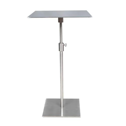 SPYQKHSH Runder Stehtisch, höhenverstellbar, Kneipentisch mit vergrößerter Basis, Silberne Edelstahlmöbel, for Wohnzimmer, Terrasse, Bistro, Café(C) von SPYQKHSH