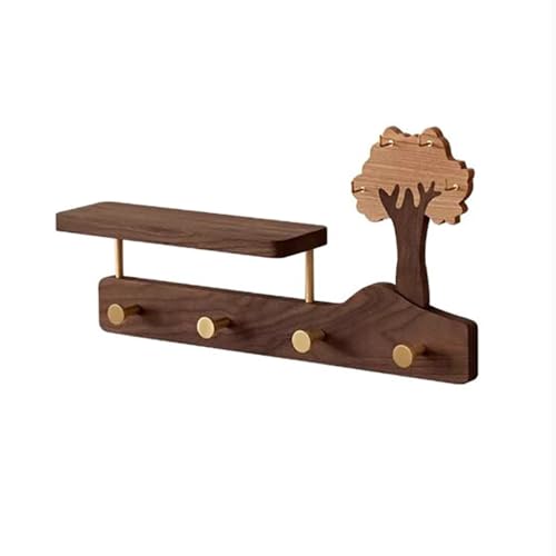 SPYQKHSH Rustikale Garderobenständer-Wandhalterung mit Regal, Hängeregal aus Massivholz for den Eingangsbereich mit Aufbewahrung, Kleiderhaken, for Badezimmer, Wohnzimmer, Schlafzimmer(41cm) von SPYQKHSH