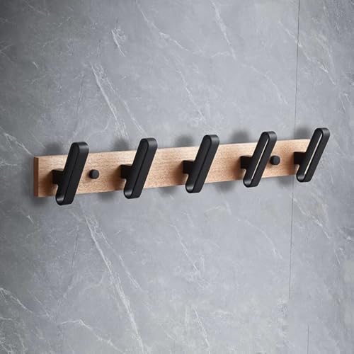 SPYQKHSH Rustikale Wandgarderobe, Kleiderhaken aus Massivholz mit goldenen Haken, for Aufhängen von Kleidung, Bademänteln, Handtüchern und Mänteln for das Badezimmer im Eingangsbereich(D,50cm) von SPYQKHSH