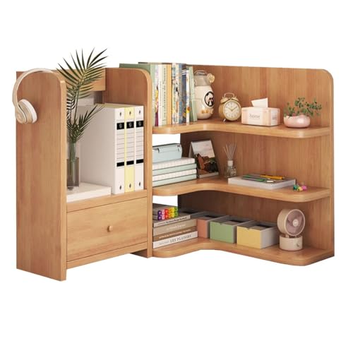 SPYQKHSH Schreibtisch-Bücherregal, Mehrzweck-Schreibtischregal aus Holz, Eckregal for den Schreibtisch, Ausstellungsregal mit 1 Schublade(A) von SPYQKHSH