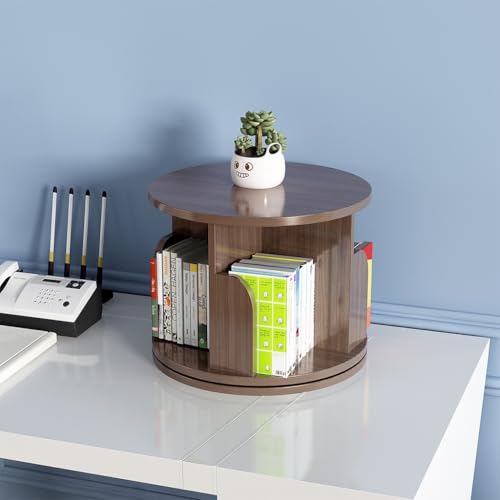 SPYQKHSH Schreibtisch-Bücherregal aus Holz, um 360 ° drehbarer Bücherregal-Organizer, rundes Theken-Aufbewahrungsregal for Schlafzimmer, Wohnzimmer, Arbeitszimmer(A) von SPYQKHSH